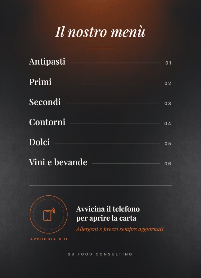 Tag menù al tavolo, A6