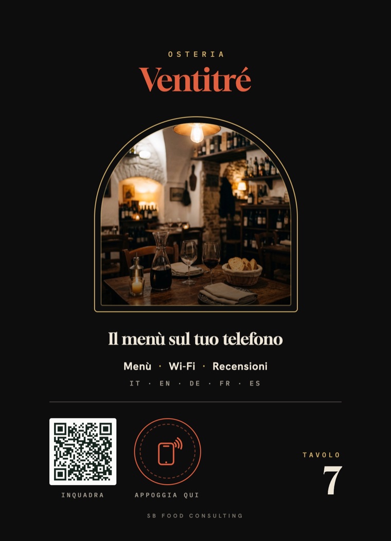 Placca da tavolo del menù digitale, plexiglas nero
